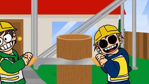 Build Cutting Wood Eddsworld Animated Series GIF