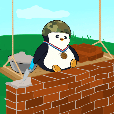 Build Stacking Bricks Pudgy Penguin GIF