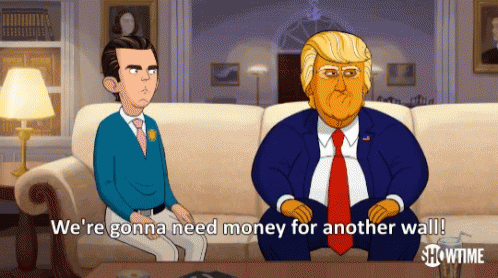Build The Wall Donald Trump Cartoon Meme GIF