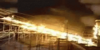 Building on Fire at Night