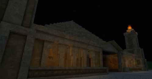 Building with Torch in Front