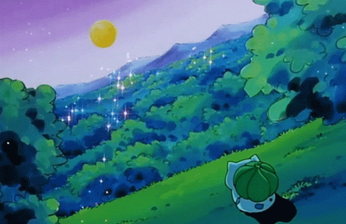Bulbasaur Looking At Glitters On Sky GIF
