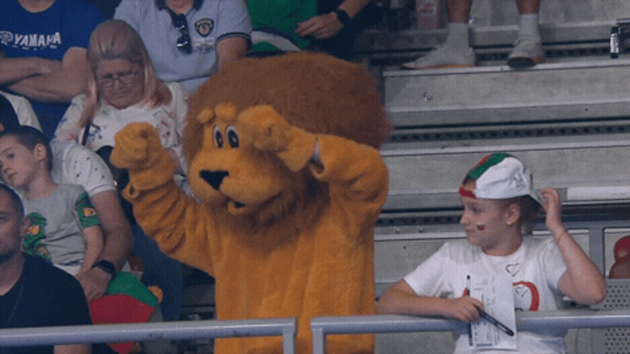 Bulgaria Lion Mascot And Kid GIF