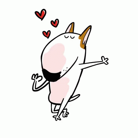 Cute Cartoon Bull With Hearts GIF