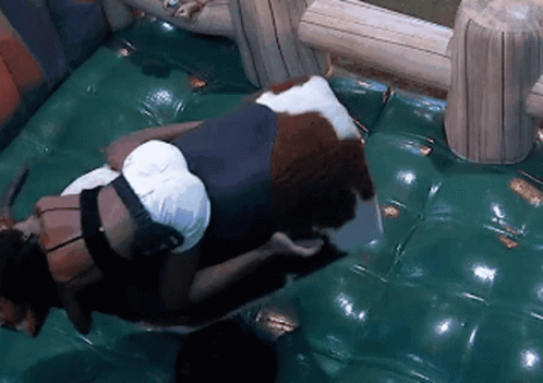 Woman Fell While Riding On A Bull GIF