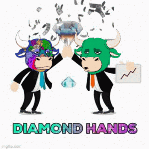 Bull and Cow Holding Diamond with Diamond Hands