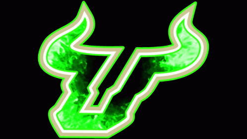 Bull With Glowing Green and White Horns on Black