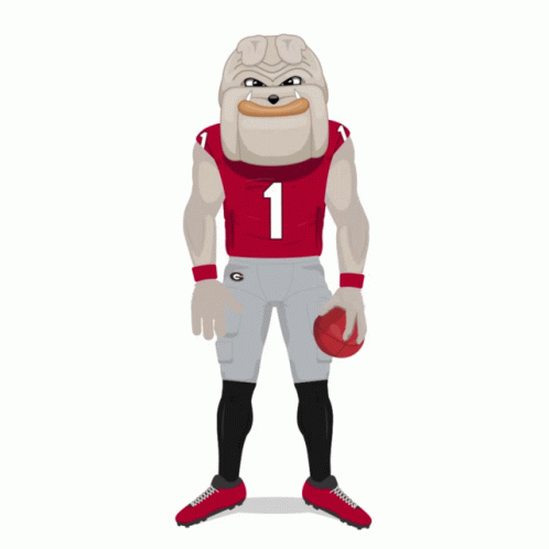 Bulldog in Number 1 Jersey Holding Football