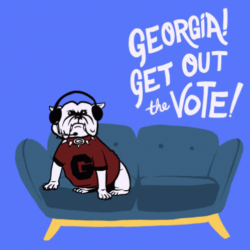 Bulldog Wearing Headphones With Georgia Get Out The Vote GIF