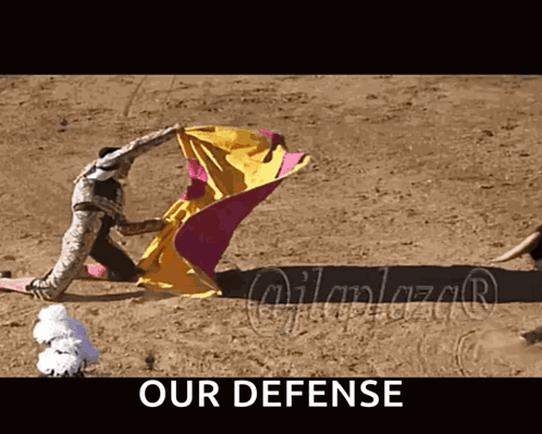 Bullfight Poster Saying Our Defense GIF