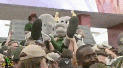 Bullpen Mascot Held Up By Crowd GIF