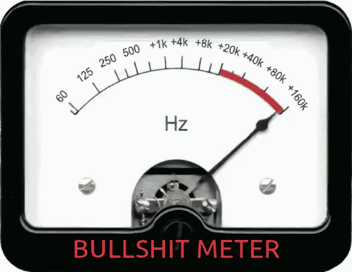 Bullshit Meter With Red Arrow Pointing to Hz