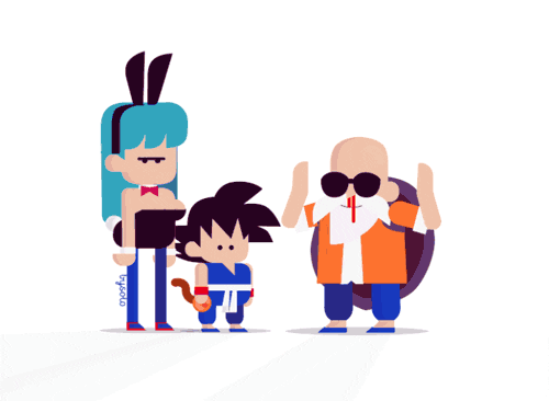 Bulma Goku Master Roshi Animation Loop GIF