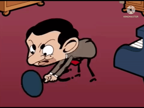 Bummed Mr Bean Hitting Floor With Chair GIF