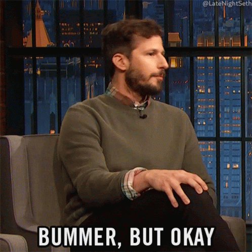 Bummer But Okay Andy Samberg GIF