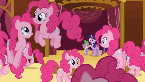 Bunch of Pink Ponies Standing Together