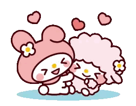Bunny and Sheep Hugging With Hearts