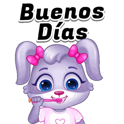 Bunny Brushing Teeth Buenos Dias