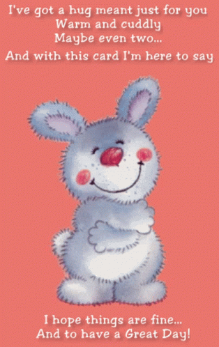 Bunny Card Saying Warm and Cuddly