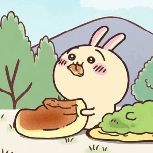 Bunny Eating Pancake With Mountain in Background