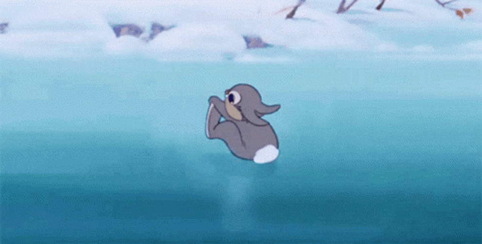 Bunny From Bambi Ice Skating  GIF
