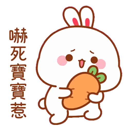 Bunny Holding Carrot With Chinese Writing