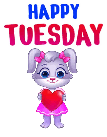 Bunny Holding Heart Happy Tuesday