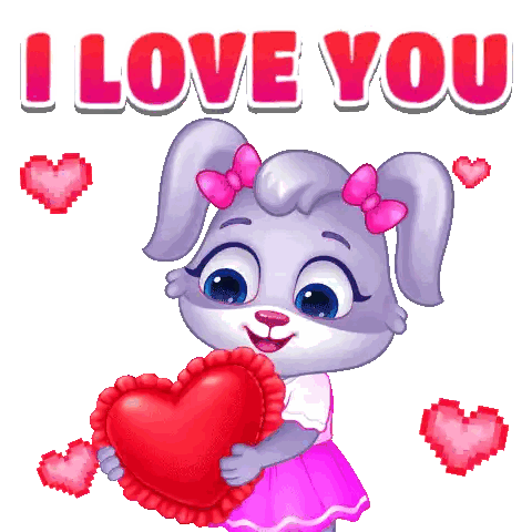Bunny Holding Red Heart Saying I Love You