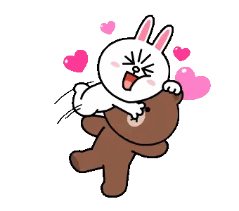 Bunny Holding Teddy Bear Surrounded By Hearts