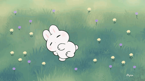 Bunny Laying In Grass Ayu GIF