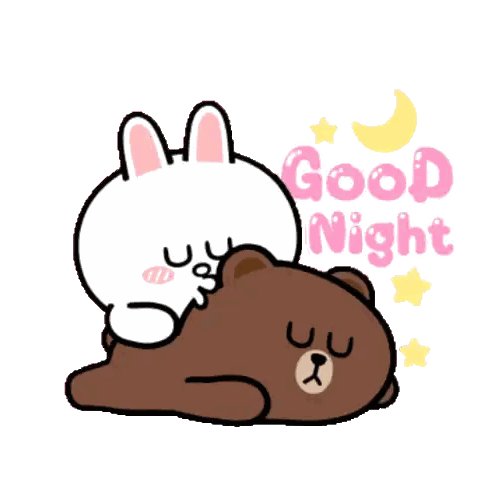 Bunny Lying on Brown Bear Good Night
