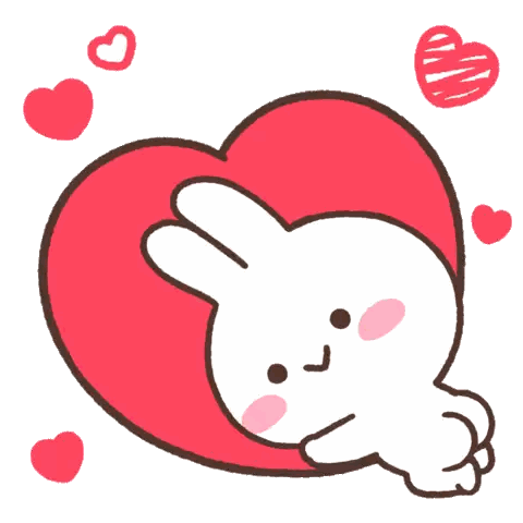 Bunny Lying on Red Heart