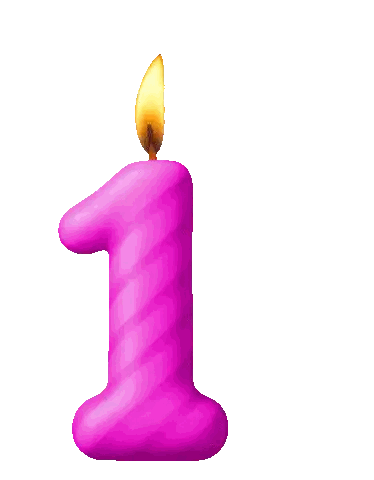 Bunny Next to Number One Candle