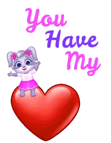 Bunny on Red Heart Saying You Have My