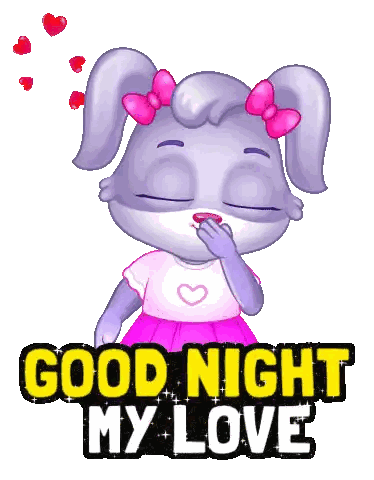 Bunny Saying Good Night My Love Hearts Flying