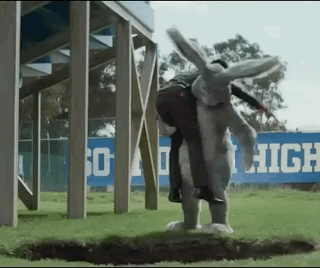 Bunny Throws The Man In Rabbit Hole GIF