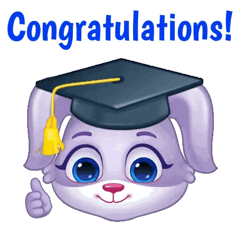 Bunny With Graduation Cap Giving Thumbs Up