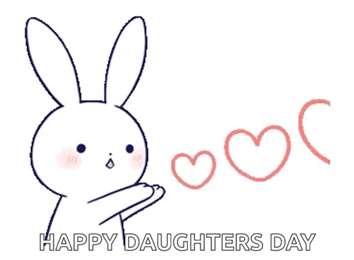 Bunny With Hearts Happy Daughters Day GIF