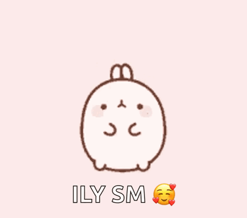 Bunny with Hearts on Head Saying ILY SM
