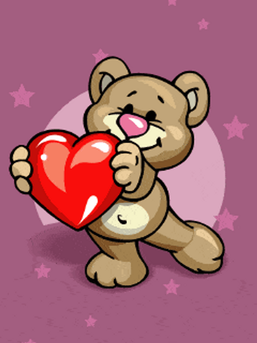 Buongiorno Bear Hugging Heart Fun Art GIF