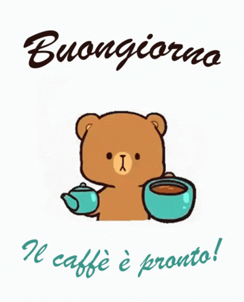 Buongiorno Bear Pouring Coffee Design GIF