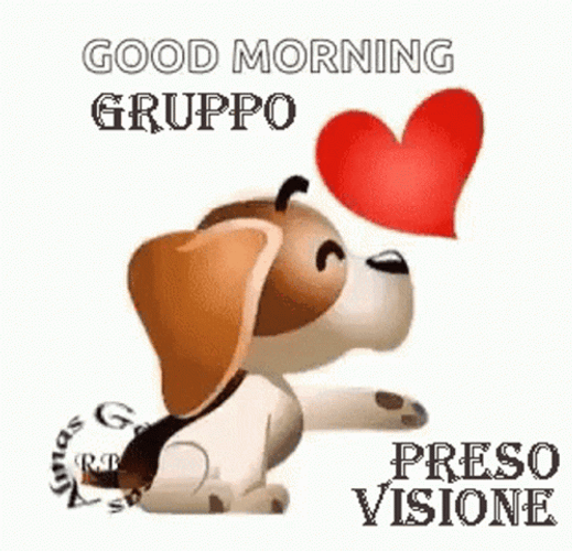 Buongiorno Cartoon Puppy Blowing Heart Funart GIF