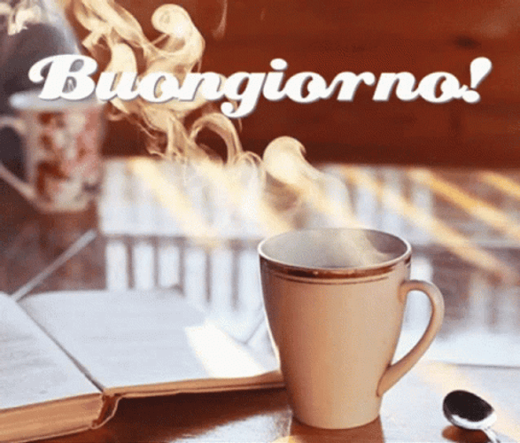 Buongiorno Steaming Coffee Clip Art GIF