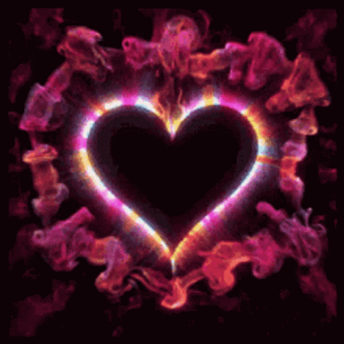 Burning And Smoking Colorful Animated Heart GIF