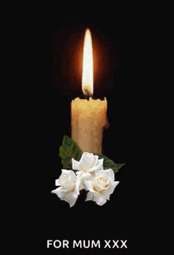 Burning Candle With White Roses For Mum Xxx GIF