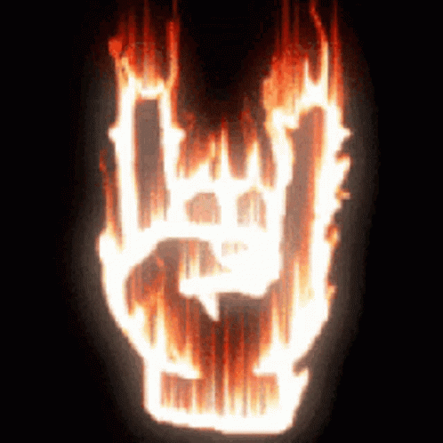 Burning Rock and Roll Sign