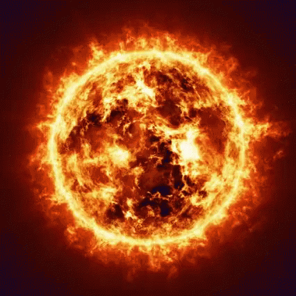 Burning Sun Close Up in Dark