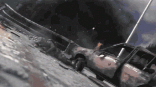 Burnt Out Car on Side of Road