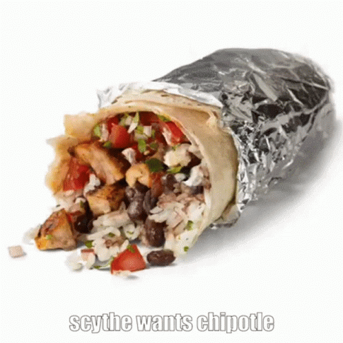 Burrito Wrapped in Foil with Scythe Wants Chipotle