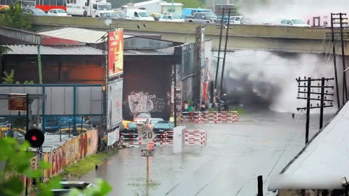 Bursting Water Flooded Streets GIF